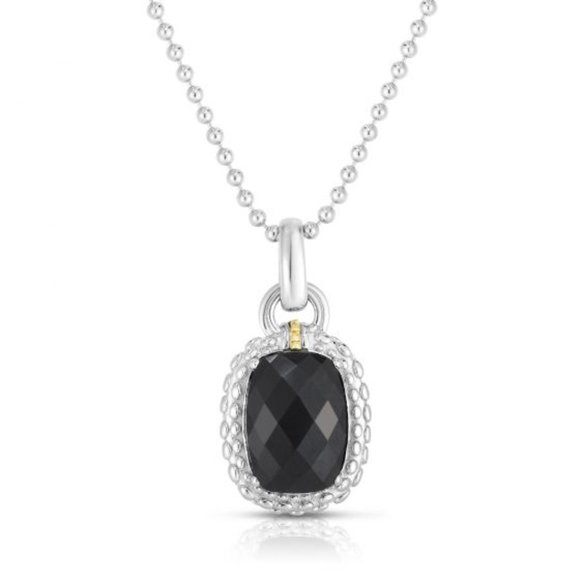 18kt & Sterling Silver Cushion Black Onyx Necklace - Picture 1 of 1